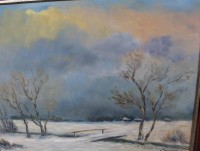 Auktion 341 / Los 4029 <br>Fedor SZERBAKOW (1911-2009) "Winter bei Worpswede" Öl/Platte, gut gerahmt, RG 74x93 cm