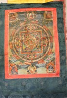 Auktion 341 / Los 15507 <br>Thanka, älter, Tibet, verso Stempel, ca. 82,5 x 58,5cm.