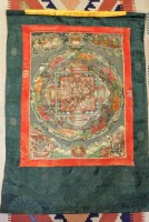 Auktion 341 / Los 15508 <br>Thanka, älter, Tibet, verso Stempel und beschriftet, ca. 79,5 x 556cm.