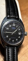 Auktion 345 / Los 2026 <br>russische Automatik-Uhr "Csaba" mit 28 Steinen, Leerband, Werk läuft, gut erhalten, in Deckel Nr. 774, Lederband,