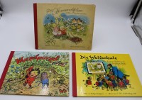 Los 3005 <br>3x Kinderbücher, Titania-Verlag, Fritz Baumgarten, Das Blumenelfchen, Die Waldschule und Wurzelpurzel, teilw. Gebrauchsspuren