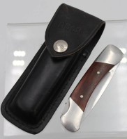 Los 16025 <br>Taschenmesser, Buck 500C USA, Lederetui, L-18,5cm.