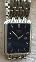 Auktion 345 / Los 2031 <br>flache "Citizen" Quartz Uhr mit vergoldeten Metall- Band, Werk nicht geprüft, Mod 6015 G08857 K,