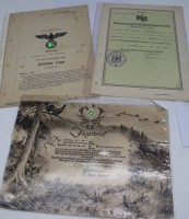 Los 7040 <br>3x Dokumente aus der Zeit des 3.Reiches, Jagschein, Staatsbürger-Bescheinigung und notarieller Hauskaufvertrag