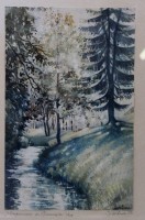 Auktion 341 / Los 4039 <br>Hänel, Morgensonne im Gimmlitztal, Aquarell, ger./Glas, RG 42 x 31cm.