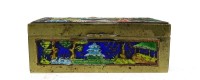 Los 15541 <br>kleine Messingschatulle bunt Emailliert , Punziert China , Maße : 8,5 x 4,3 x 3,4 cm