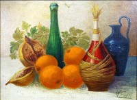 Los 4059 <br>F. Eweke "Stilleben mit Öbsf", Öl/Platte, gerahmt, RG 33x42 cm
