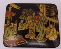 Auktion 369<br>&auml;ltere China-Lackdose, umlaufend bemalt, H-5 cm, 9,5x8 cm