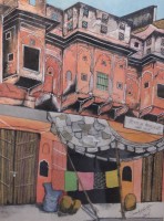 Auktion 369<br>Shan BHATNAGAR (1979), betiteltes Aquarell "Rangrez", datiert 2007, gerahmt/Glas, RG 57,5 x 44cm.