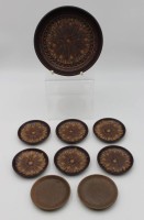 Auktion 369<br>Konfekt-Set, Silberdiestel, Schale mit 6 kl. Tellern anbei 2 Teller ohne Dekor, Schale H-4,5cm D-20,5cm und D-10cm.