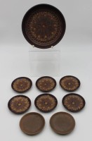 Auktion 369<br>Konfekt-Set, Silberdiestel, Schale mit 6 kl. Tellern anbei 2 Teller ohne Dekor, Schale H-4,5cm D-20,5cm und D-10cm.