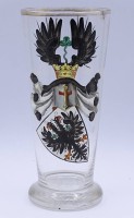 Auktion 341 / Los 10039 <br>Wappen Glas, Otto Freiherr von Ompteda 1893, Glasrand bestossen, H. 15,5cm