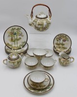 Los 15501 <br>Teeservice, Japan, florales Dekor, 21 Teile, Teekanne (Deckel geklebt), Milch und Zucker, 6x kompl. Gedecke, Kanne H-12,5cm Tassen H-4,6cm.