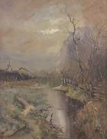 Auktion 342 / Los 4008 <br>Stanislaw Skrypinski, Polen, dat. 1991, Landschaft, Öl/Leinwand, gerahmt, RG 56,5 x 45,5cm.