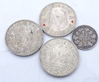 Auktion 342 / Los 6002 <br>4x Münzen Deutsches Reich, Silber, zus. 44,2g.