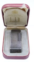 Auktion 342 / Los 16015 <br>Feuerzeug "DUNHILL", älter, in Etui, Silbergehäuse (gepr.), Gebrauchsspuren, ca. L-6,5cm.