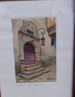 Auktion 342 / Los 4031 <br>A. Büse "Rathausportal in Rothenburg/T." Aquarell, ger/Glas, RG 50x38 cm