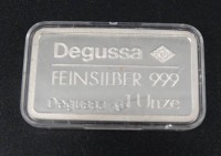 Auktion 342 / Los 6010 <br>Feinsilberbarren 1 Unze , Degussa , Städteansicht Hamburg , Feinsilber 999/000, 31,4 g , in Kapsel ,