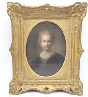 Auktion 342 / Los 4044 <br>Kunstdruck von Rembrandt van Rijn , " Rembrandts Schwester " ,hinter Glas , vergoldeter Rahmen ,  Maße inkl. Rahmen : 41 x 34,5 cm