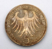 Auktion 342 / Los 6026 <br>5 DM Gedenken Münze, Felix Mendelsson Bartholdy 1809-1847, Gewicht: 10 g. Ø 3 cm.