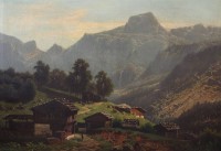 Auktion 358 / Los 4040 <br>Wilhelm Theodor NOCKEN (1830-1905), Gebirgslandschaft, Öl/Leinwand, gerahmt, RG 81 x 110,5cm, (Sperrgutversand)