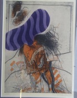 Auktion 342 / Los 5023 <br>Renate SAUTERMEISTER (1937-2012), Farbradierung, Nr. 58/100, ger/Glas, RG 65x50 cm