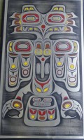 Auktion 342 / Los 5024 <br>Aluminium Bild der kanadischen Indianer "The eagle story" verso Aufkleber, handmade, 71x41 cm