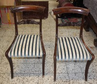 Auktion 342 / Los 14028 <br>Paar Biedermeier-Stühle, je wurmstichig (inaktiv), restaurierungsbedürftig, H-83cm T-51cm B-48cm Sh- 42cm.