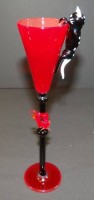 Bimini Schluckglas mit Katzen, 1x abnehmbar, rot/schwarz, H-20 cm