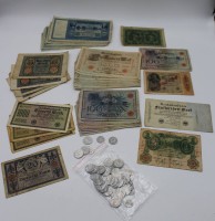 Auktion 342 / Los 6044 <br>Konvolut div. Reichs-Banknoten und Alu-Münzen von 1920