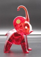 Kunstglas- Elefant, Murano, rot, orig. Etikett, H-19cm.