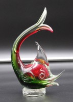 Kunstglas-Fisch, Murano, orig. Etikette, H-19,5cm.