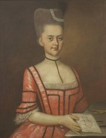 Auktion 342 / Los 4054 <br>anonymes Portrait einer jungen herrschaftlichen Dame, wohl 18. Jhd., Öl/Leiwand, wohl prof. restauriert, gerahmt, RG 93,5 x 78,5cm.