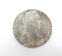 Auktion 342 / Los 6055 <br>Maria Theresia Thaler " ARCHID AV ST DUX BURG CO TYR 1780 X , Silber, Gewicht: 28,3 g. Ø 4 cm