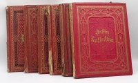 Auktion 342<br> 6x Deutsche Künstler Alben, Jahrgänge 1869 (II) /1872/1873/1875/1876/1877, Einbände teils stark beschädigt, Alters- und Gebrauchsspuren