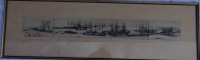 5 Fotos des Cuxhavener Hafens um 1870, in einem Rahmen, betitelt und sign. Hansgerhard Westpfahl, ger/Glas, RG 32x103 cm, etwas fleckig