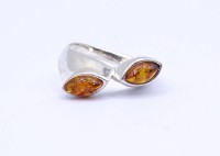 Los 1012 <br>Silberring mit Bernsteinen 925/000, 4,1g., RG 53