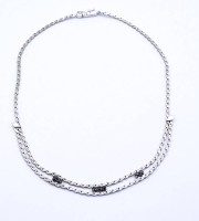 Auktion 343 / Los 1016 <br>Halskette mit Saphire, Silber 835/000, L. 41,5cm, 15g.