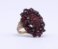 Los 1033 <br>Alter Granat Goldring 333/000, B&ouml;hmen um 1890, einige Steine fehlen, 5,3g., RG 51