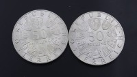 Los 6022 <br>2x 50 Schilling &Ouml;sterreich, zus. 40g.