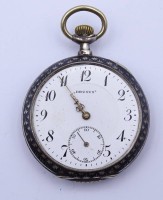 Los 2025 <br>Herren Taschenuhr "Drusus", Silbergeh&auml;use, Niello Technik, Glas fehlt