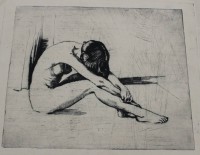 Los 5003 <br>unsignierte Radierung, weibl. Akt, Ernst Fuchs ?, ungerahmt, BG 20 x 26cm.
