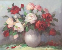Auktion 343 / Los 4007 <br>Harrie KOOLER (XX), Blumen in Vase, Öl/Leinwand, gerahmt, RG 50,5 x 60,5cm.