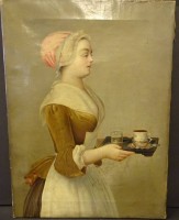 Los 4008 <br>TB fec. 1849 Monogramm "Stubenm&auml;dchen" &Ouml;l/Leinen, 51x38 cm