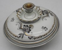 Los 8049 <br>Art Deco Deckeldose, Golddekor etwas berieben, H-11 cm, D-17 cm, ohne Hersteller