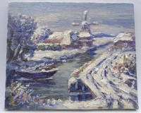 Auktion 343 / Los 4014 <br>Erwin Hartenberger - Norderney Ansicht, ungerahmt, Öl/ Leinen (auf Holz), 12,5x15cm