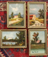 Los 4017 <br>4x kl. Landschaftsgem&auml;lde, wohl Italien, signiert de Santi, &Ouml;l/Hartfaser, gerahmt, je RG ca. 16,5 x 11,5cm