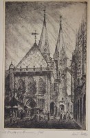 Los 5013 <br>wohl Hans M&uuml;ller, Markt am Hermann, 1940, Radierung, ger./Glas, RG 60 x 42,5cm.