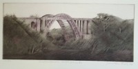 Auktion 343 / Los 5017 <br>Gunther FRITZ (1938) Levensauer Hochbrücke über den Kaiser-Wilhelm-Kanal, orig. Radierung, 28/90,MG 12x27 cm, BG 30x42 cm