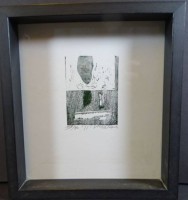 Auktion 343 / Los 5022 <br>unleserl. sign. kl. Lithografie, ger/Glas, RG 24x22 cm, Nr. 53/80